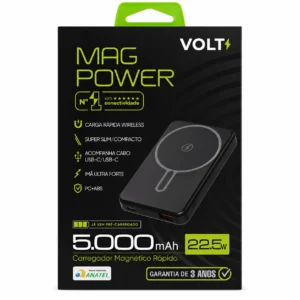 Carregador Portátil MagSage Volt 5000mAh 22.5W MagPower