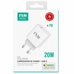 Fonte Carregador Tipo C 20W FAM FCA-PD20