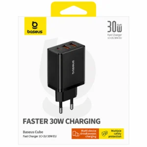 Fonte Carregador Tipo C + 2 USB GaN 30W BASEUS CUBE