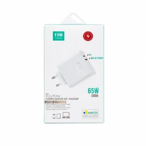 Fonte Carregador Tipo C + USB 65W FAM FCA-PD66