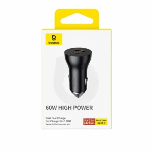 Carregador Veicular Tipo C + USB 60W BASEUS DUAL FAST CHARGER