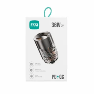 Carregador Veicular 36W Tipo C + USB FAM QV312