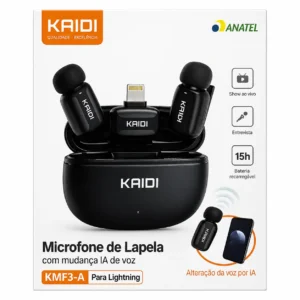 Microfone de Lapela Sem Fio Lightning KAIDI KMF3-A
