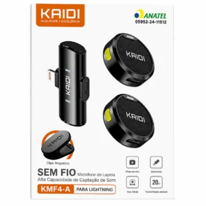 Microfone de Lapela Sem Fio Lightning KAIDI KMF4-A
