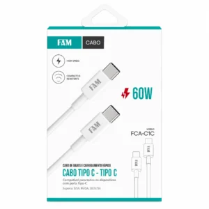 Cabo Carregador Tipo C 60W 1,2M FAM FCA-C1C