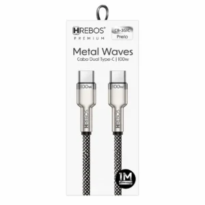 Cabo Carregador Tipo C Metal Waves 100W HREBOS CB-351C