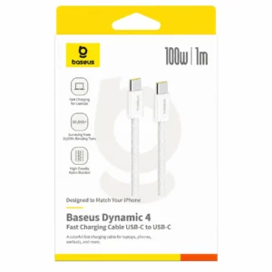 Cabo Carregador Tipo C 100W 1M BASEUS Dynamic 4 Branco