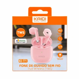 Fone de Ouvido Bluetooth KAIDI KD-771 Rosa